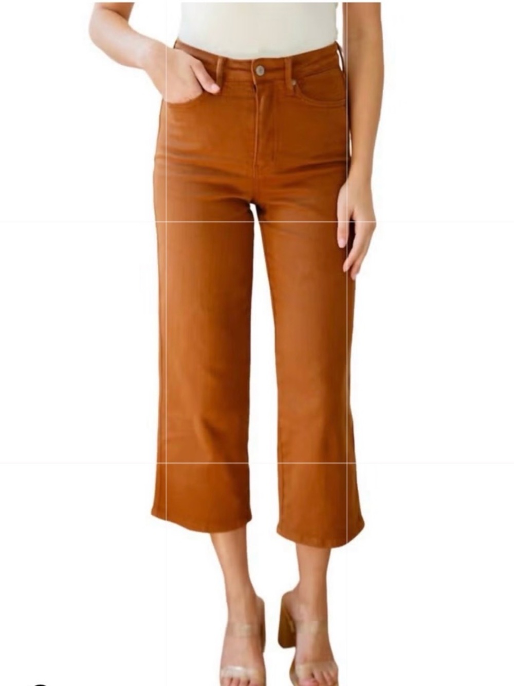 Judy Blue High Rise Wide Leg Crop Jeans Light Brown  JB88805 Size 5/27 Like New